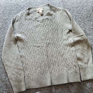Banana Republic Gray Cable Knit Sweater with Silver Threads